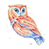 Owl watercolour painting print