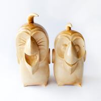Wood Carving Owls Statue