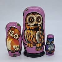 4" Owl nesting dolls Bird matryoshka 3 in 1 Made in Ukraine Wooden toy Stacking dolls G...