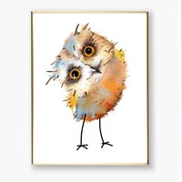 Little Owl Art Print Illustration, Nursery Decor, Cute Owl, Gift for Owl Lovers