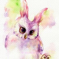 PRINT – Owl Easter - Watercolor painting 7.5 x 11”
