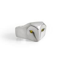 Sterling Silver Owl Ring with yellow Sapphire Eyes