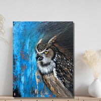 Great Horned Owl original acrylic on canvas painting