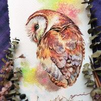 Barn Owl ORIGINAL watercolor painting 7.5x11 inches
