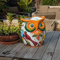 Pre-Order | Ceramic Owl Planter is a Gorgeous Talavera Flower Pot Bursting with Birds & ...