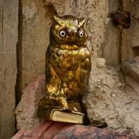 Vintage Handmade Golden Owl Statue,Vintage Owl Figurine,Owl Statuette,Vintage Owl Decor,Gold...