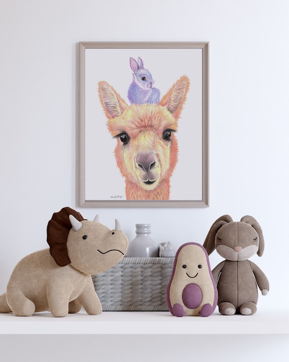 Baby Rabbit Nursery Wall Print Children's Room Animal Wall Art Toddler Décor Alpaca Baby Art For Wall Cute Friendship Gift Art Friend Gift