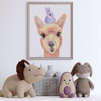 Baby Rabbit Nursery Wall Print Children's Room Animal Wall Art Toddler Décor Alpa...