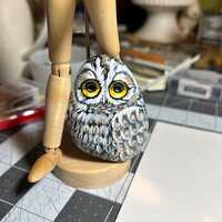 Cute Little Hand Painted Owl Rock Painted Stone Owl rock painting Painted Owl Pebble Bird Lo...