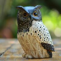 Adorable Handmade Owl Figurine in Brown and White, Unique Housewarming Gift, Owl Collectible