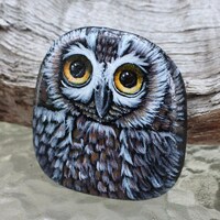 Cute Whimsical Painted Owl Rock Painted Stone Owl Rock Painting Painted Owl Pebble Bird Love...