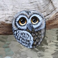 Cute Whimsical Painted Owl Rock Painted Stone Owl Rock Painting Painted Owl Pebble Bird Love...