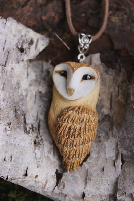 Owl jewelry Pendant with barn owls Bird necklace Nature jewelry with raptor bird