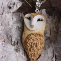 Owl jewelry Pendant with barn owls Bird necklace Nature jewelry with raptor bird