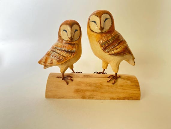 Unique Owl Sculptures, Rustic Owl Figurines, Hand-Carved Statues, Bird Decor, Anniversary or Wedding Gift, Nature-Inspired Home Decor