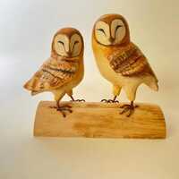 Owl pair for owl lovers, gift for wedding, wooden owls, handmade owl gift, owl collection, P...