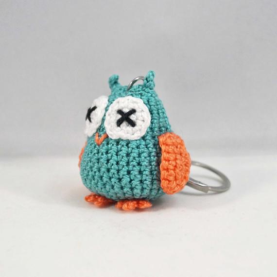 Barn Owl Fake Keychain Ring Clip Charm Farm Bird Miniature 