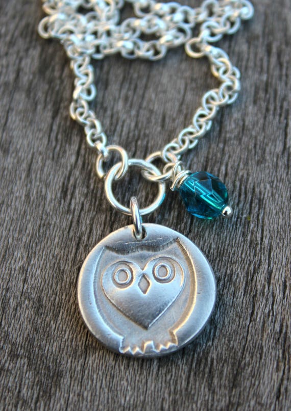 Silver owl woodland necklace