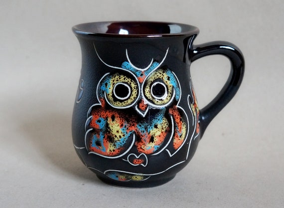 Owl mug ceramic Bird mug stoneware Handmade ceramic mug owls Owl coffee tea mug Embossed pattern Gift for mom mug